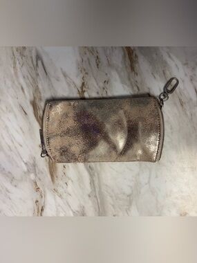 Hobo Metallic Taupe Zip Pouch Sunglasses Case